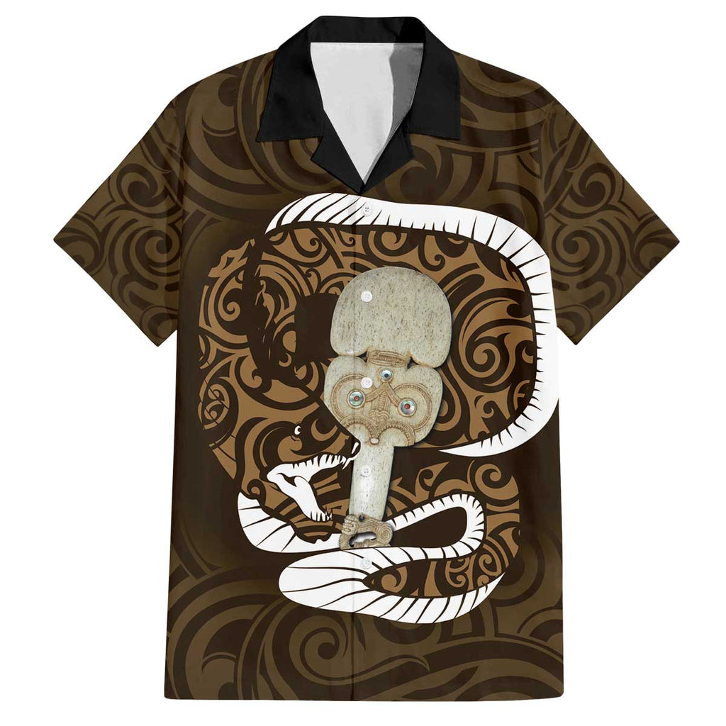 Gold New Zealand Eel Family Matching Puletasi and Hawaiian Shirt Aotearoa Maori Tuna With Kotiate Weapon