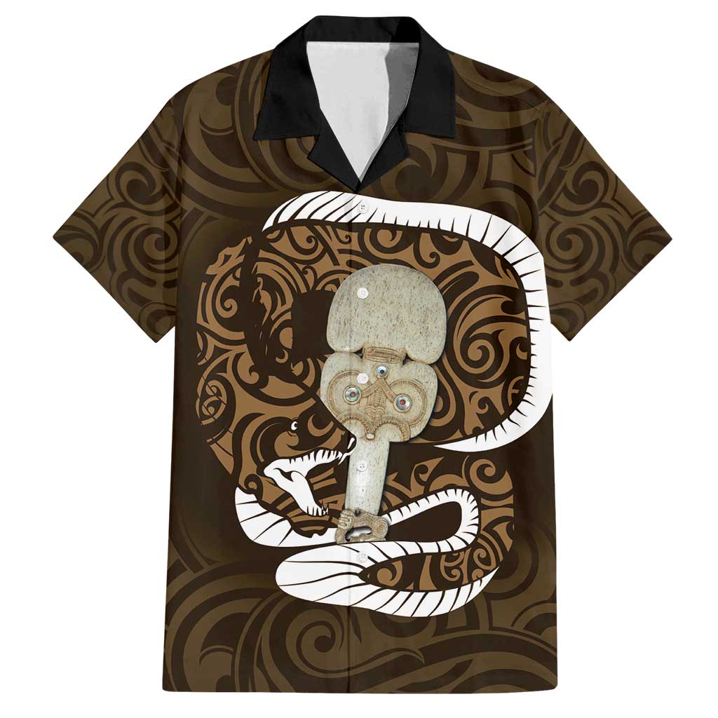 Gold New Zealand Eel Family Matching Tank Maxi Dress and Hawaiian Shirt Aotearoa Maori Tuna With Kotiate Weapon