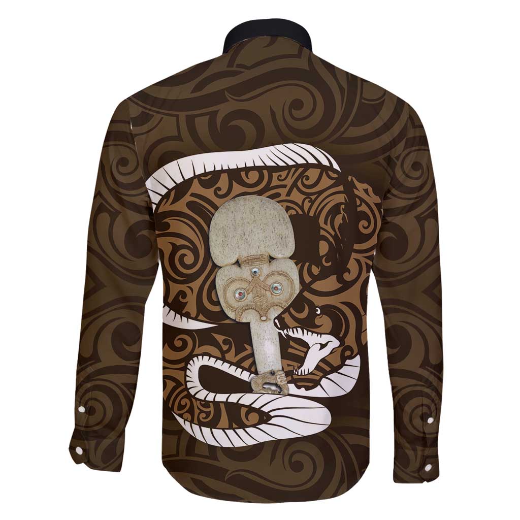 Gold New Zealand Eel Family Matching Tank Maxi Dress and Hawaiian Shirt Aotearoa Maori Tuna With Kotiate Weapon