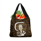 Gold New Zealand Eel Grocery Bag Aotearoa Maori Tuna With Kotiate Weapon