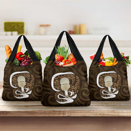 Gold New Zealand Eel Grocery Bag Aotearoa Maori Tuna With Kotiate Weapon