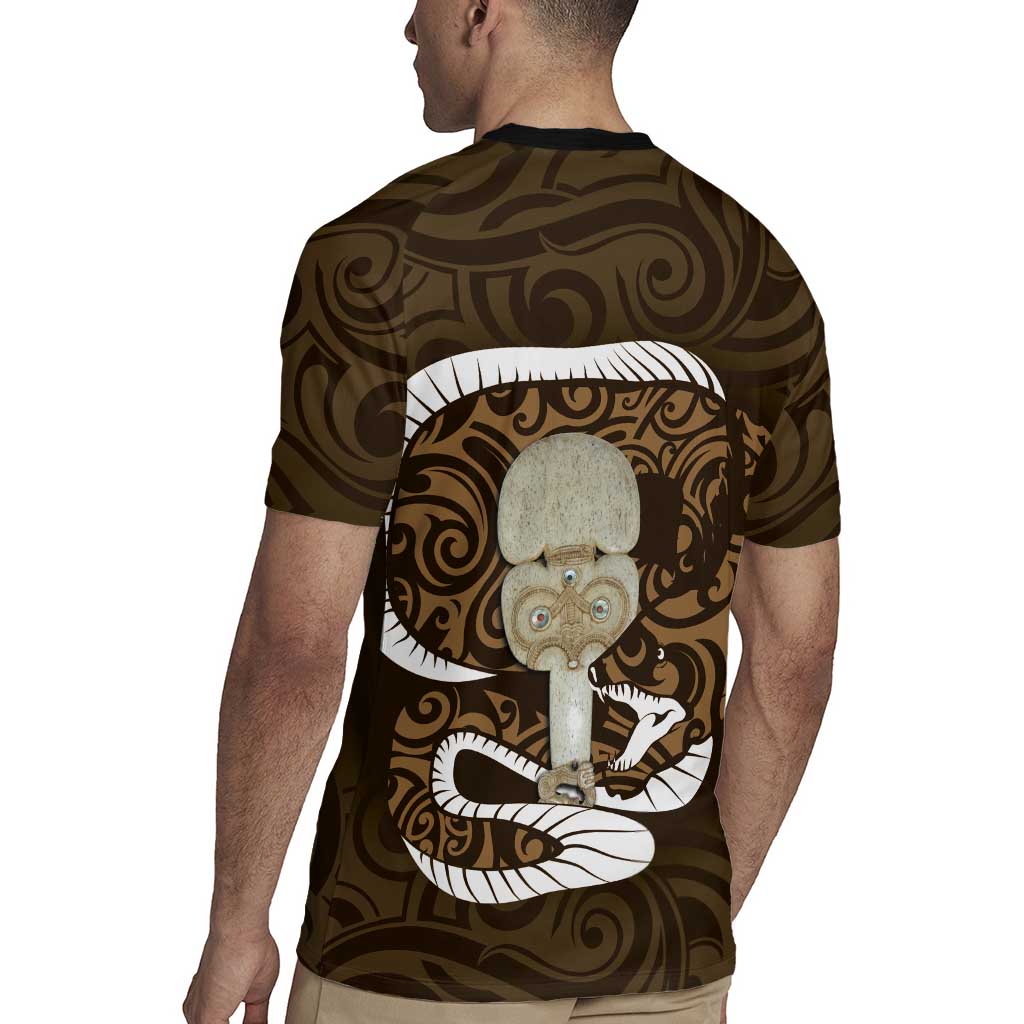 Gold New Zealand Eel Rugby Jersey Aotearoa Maori Tuna With Kotiate Weapon