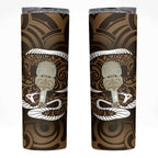 Gold New Zealand Eel Skinny Tumbler Aotearoa Maori Tuna With Kotiate Weapon
