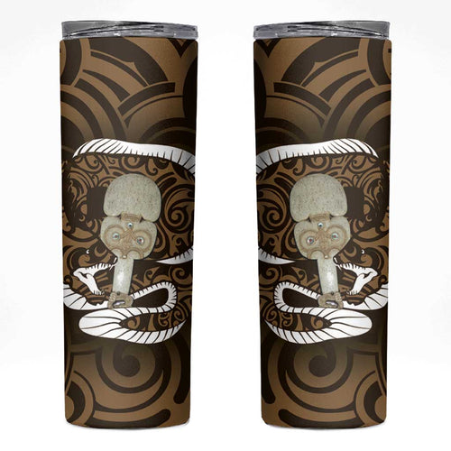 Gold New Zealand Eel Skinny Tumbler Aotearoa Maori Tuna With Kotiate Weapon