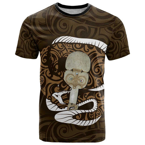 Gold New Zealand Eel T Shirt Aotearoa Maori Tuna With Kotiate Weapon
