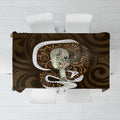 Gold New Zealand Eel Tablecloth Aotearoa Maori Tuna With Kotiate Weapon