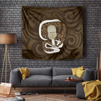 Gold New Zealand Eel Tapestry Aotearoa Maori Tuna With Kotiate Weapon