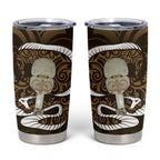 Gold New Zealand Eel Tumbler Cup Aotearoa Maori Tuna With Kotiate Weapon