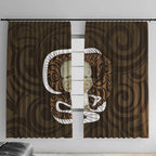 Gold New Zealand Eel Window Curtain Aotearoa Maori Tuna With Kotiate Weapon