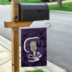 Purple New Zealand Eel Garden Flag Aotearoa Maori Tuna With Kotiate Weapon
