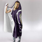 Purple New Zealand Eel Hooded Blanket Aotearoa Maori Tuna With Kotiate Weapon