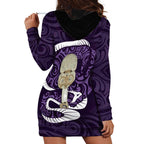 Purple New Zealand Eel Hoodie Dress Aotearoa Maori Tuna With Kotiate Weapon