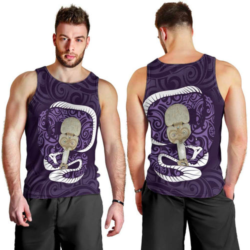 Purple New Zealand Eel Men Tank Top Aotearoa Maori Tuna With Kotiate Weapon