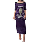 Purple New Zealand Eel Puletasi Aotearoa Maori Tuna With Kotiate Weapon
