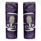 Purple New Zealand Eel Skinny Tumbler Aotearoa Maori Tuna With Kotiate Weapon
