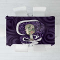 Purple New Zealand Eel Tablecloth Aotearoa Maori Tuna With Kotiate Weapon