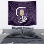 Purple New Zealand Eel Tapestry Aotearoa Maori Tuna With Kotiate Weapon