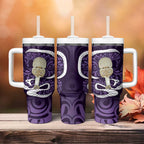 Purple New Zealand Eel Tumbler With Handle Aotearoa Maori Tuna With Kotiate Weapon