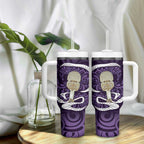 Purple New Zealand Eel Tumbler With Handle Aotearoa Maori Tuna With Kotiate Weapon