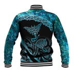 New Zealand Stingray Baseball Jacket Aotearoa Whai With Maori Paua Shell