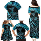 New Zealand Stingray Family Matching Puletasi and Hawaiian Shirt Aotearoa Whai With Maori Paua Shell
