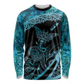 New Zealand Stingray Long Sleeve Shirt Aotearoa Whai With Maori Paua Shell