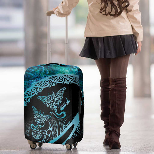 New Zealand Stingray Luggage Cover Aotearoa Whai With Maori Paua Shell