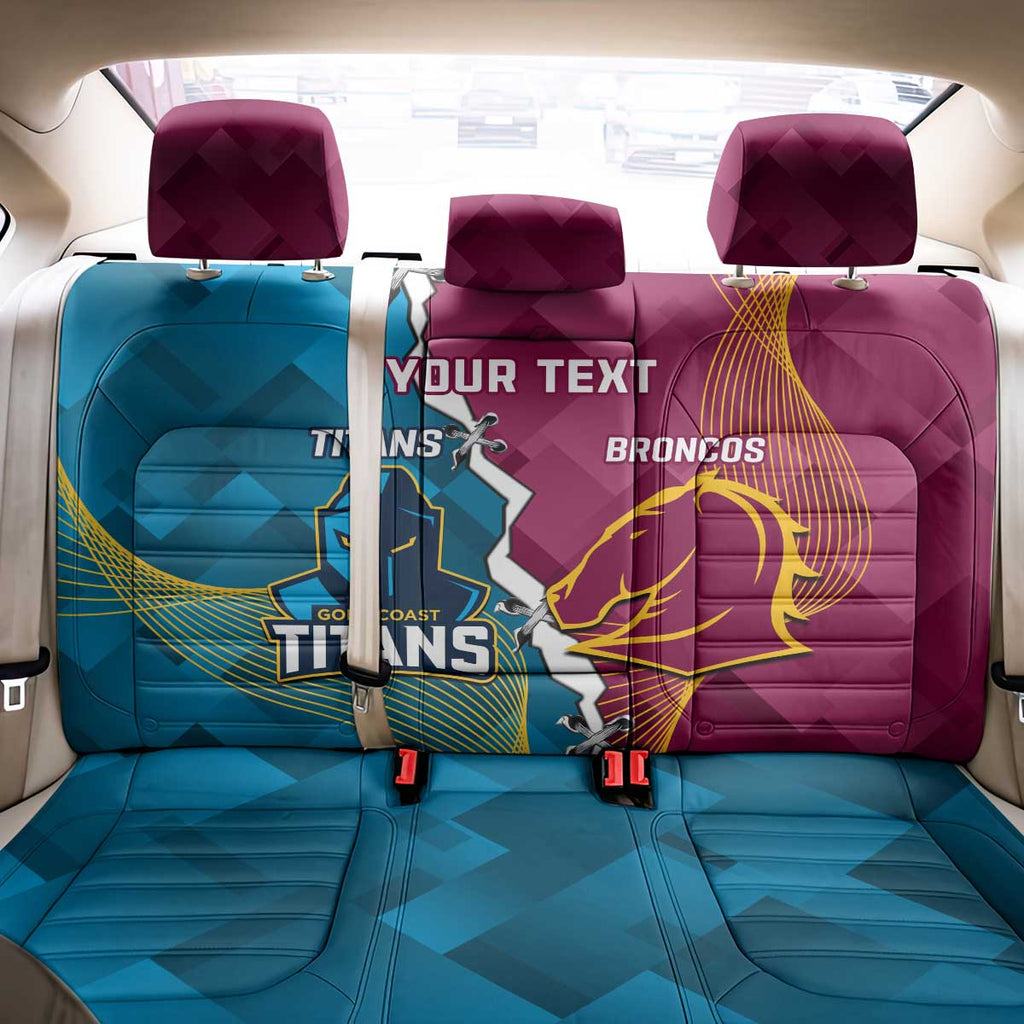 Custom Broncos And Titans Rugby 2024 Back Car Seat Cover Dynamic Style