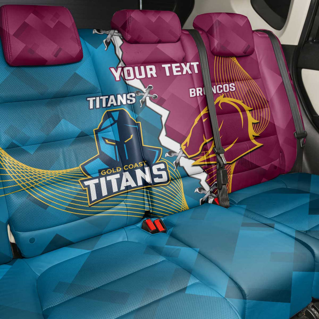 Custom Broncos And Titans Rugby 2024 Back Car Seat Cover Dynamic Style