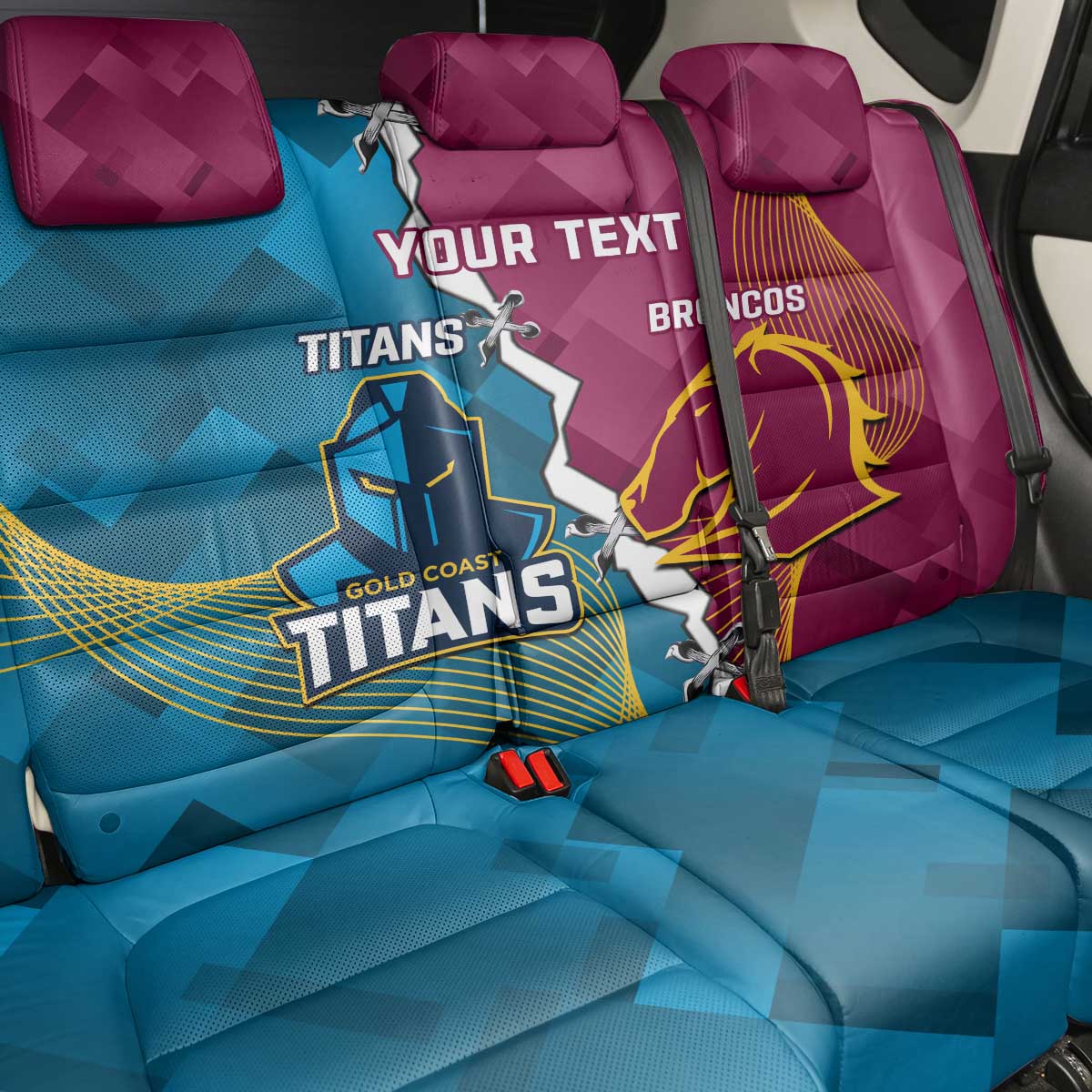 Custom Broncos And Titans Rugby 2024 Back Car Seat Cover Dynamic Style
