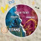 Custom Broncos And Titans Rugby 2024 Beach Blanket Dynamic Style