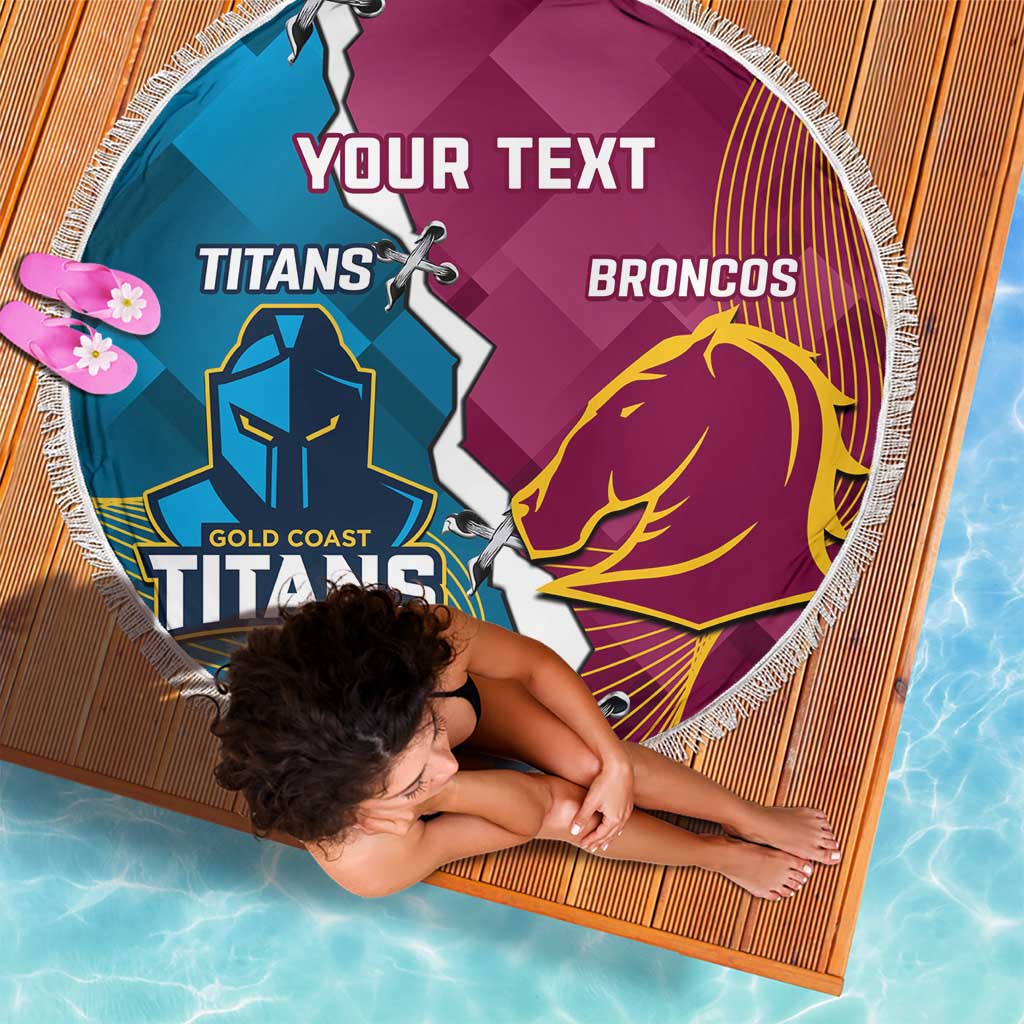 Custom Broncos And Titans Rugby 2024 Beach Blanket Dynamic Style