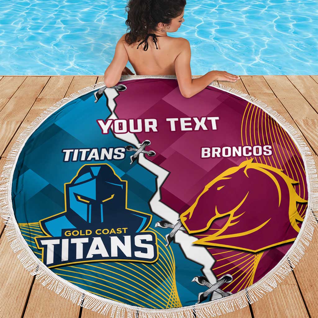 Custom Broncos And Titans Rugby 2024 Beach Blanket Dynamic Style