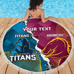 Custom Broncos And Titans Rugby 2024 Beach Blanket Dynamic Style
