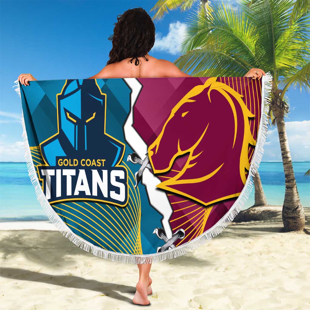 Custom Broncos And Titans Rugby 2024 Beach Blanket Dynamic Style