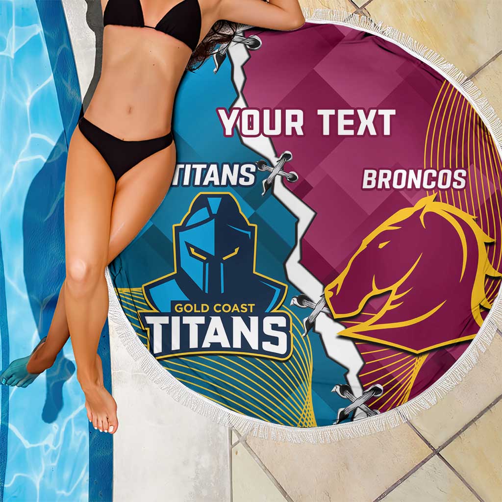 Custom Broncos And Titans Rugby 2024 Beach Blanket Dynamic Style