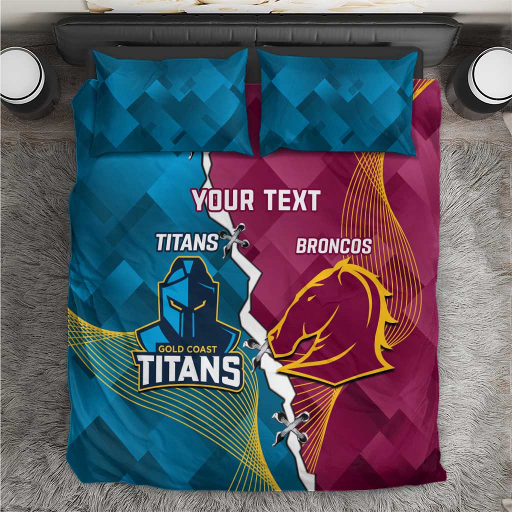 Custom Broncos And Titans Rugby 2024 Bedding Set Dynamic Style