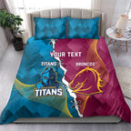 Custom Broncos And Titans Rugby 2024 Bedding Set Dynamic Style