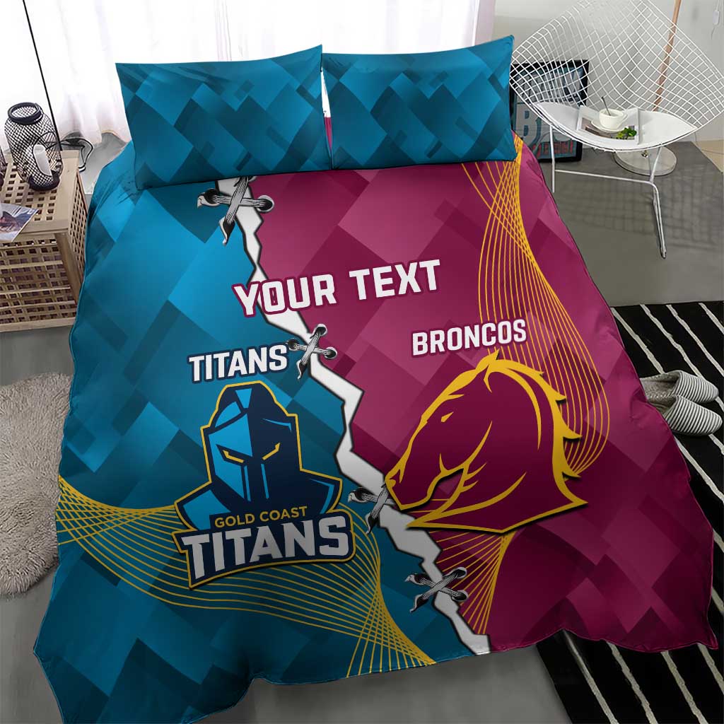 Custom Broncos And Titans Rugby 2024 Bedding Set Dynamic Style