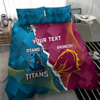 Custom Broncos And Titans Rugby 2024 Bedding Set Dynamic Style