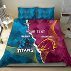 Custom Broncos And Titans Rugby 2024 Bedding Set Dynamic Style