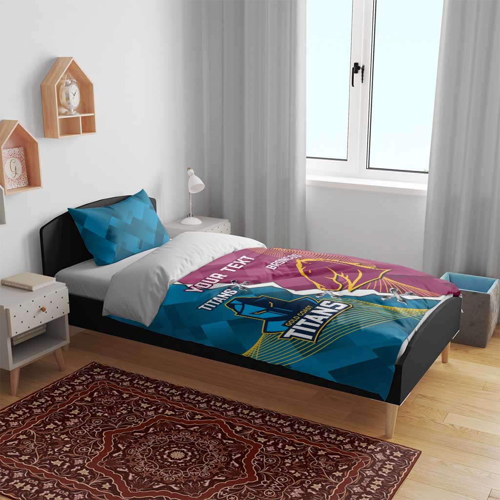 Custom Broncos And Titans Rugby 2024 Bedding Set Dynamic Style