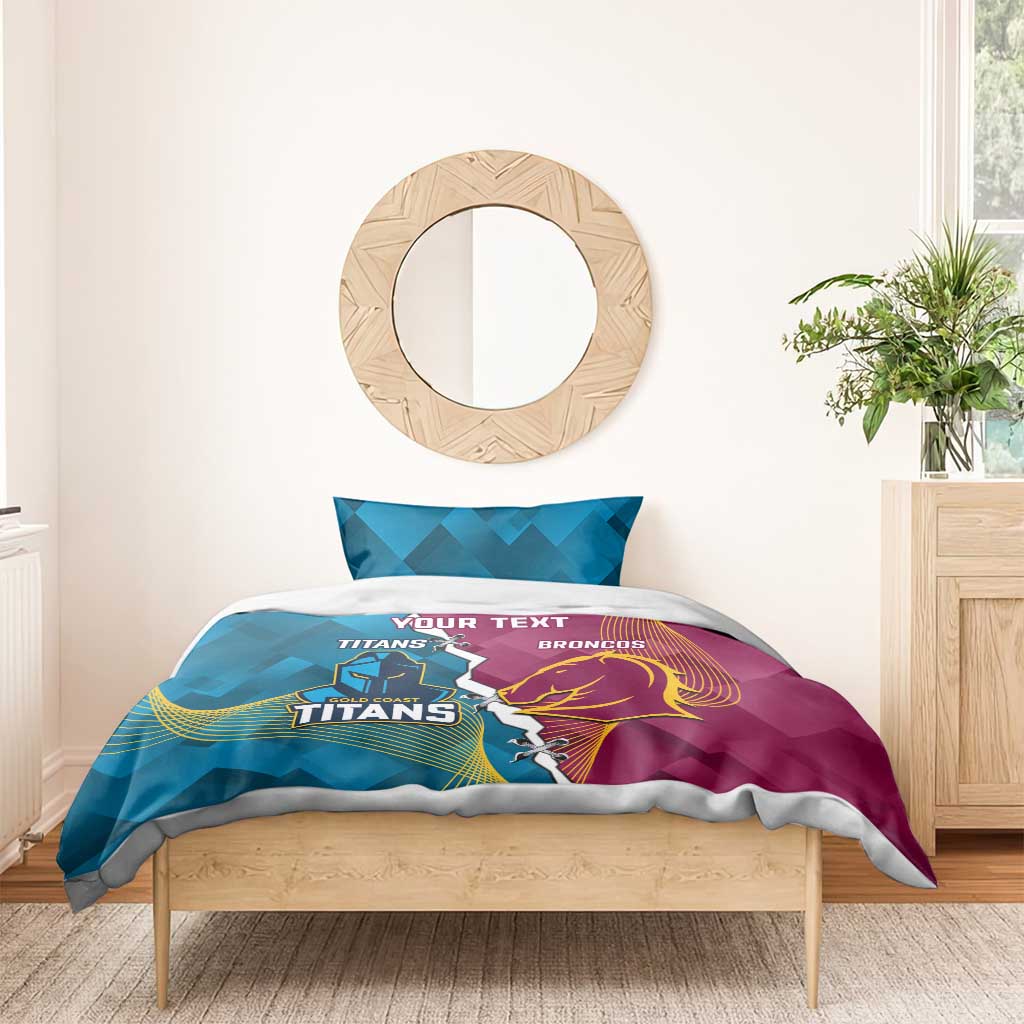 Custom Broncos And Titans Rugby 2024 Bedding Set Dynamic Style