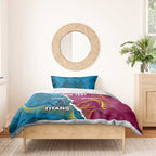 Custom Broncos And Titans Rugby 2024 Bedding Set Dynamic Style