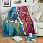 Custom Broncos And Titans Rugby 2024 Blanket Dynamic Style