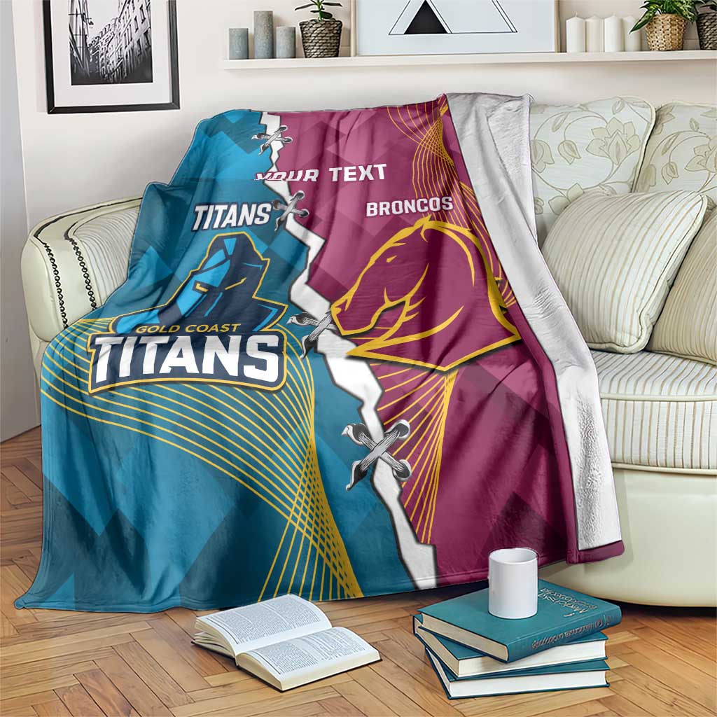 Custom Broncos And Titans Rugby 2024 Blanket Dynamic Style