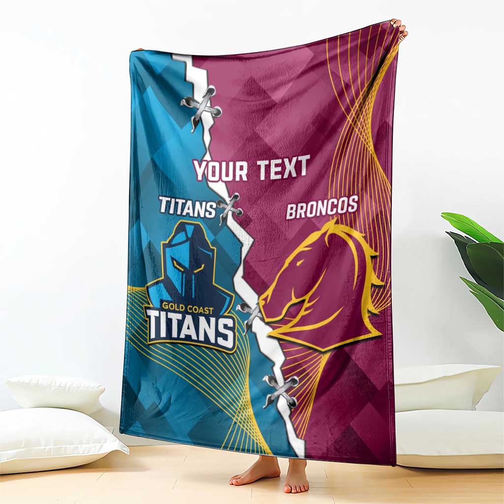 Custom Broncos And Titans Rugby 2024 Blanket Dynamic Style