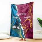 Custom Broncos And Titans Rugby 2024 Blanket Dynamic Style