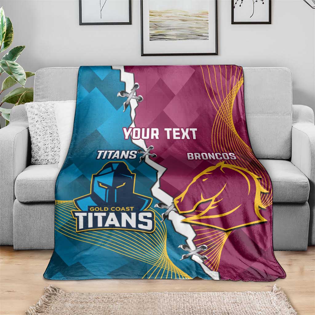 Custom Broncos And Titans Rugby 2024 Blanket Dynamic Style