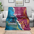 Custom Broncos And Titans Rugby 2024 Blanket Dynamic Style